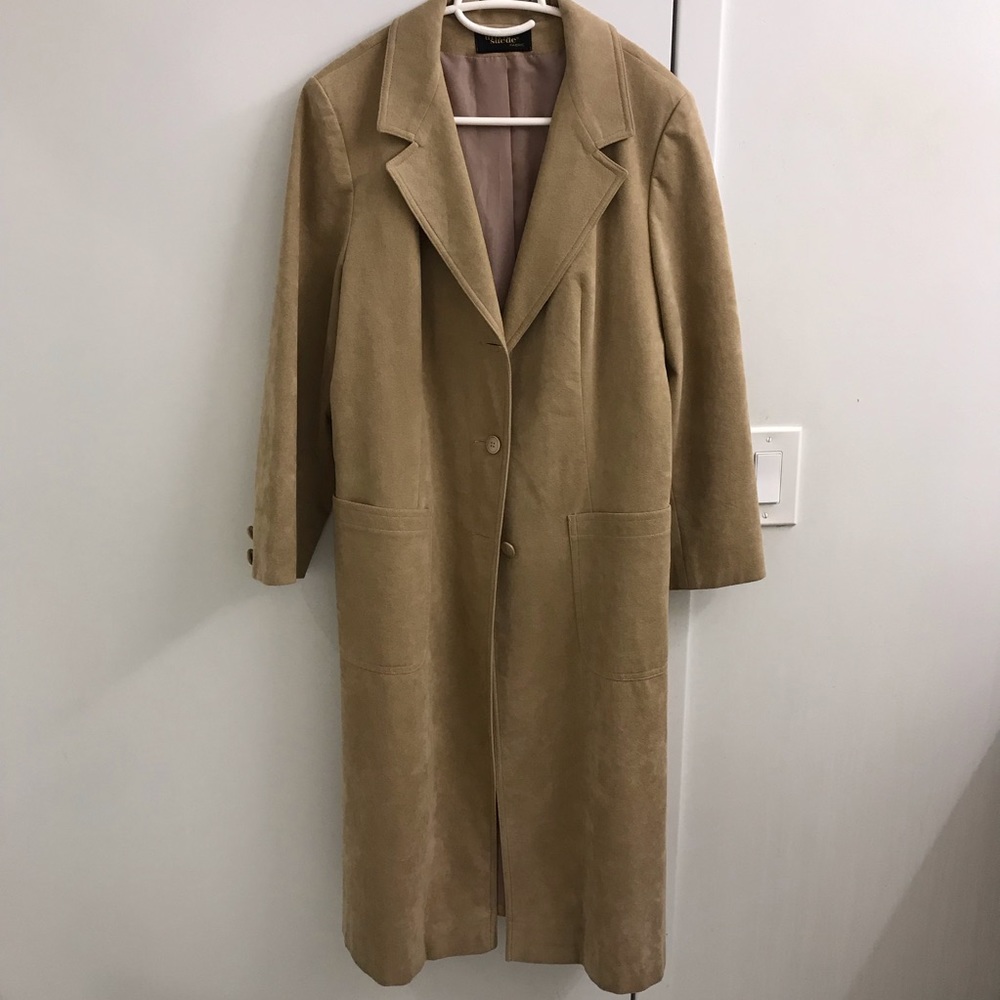 Vintage 1980s Ultra Suede Duster Coat Tan Brown